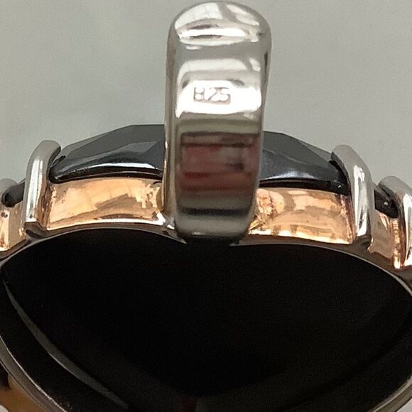 STERLING SILVER 925 GOLD PLATED DETAILS BLACK ONYX RARE HAND MADE LARGE PENDANT‌ - Picture 8 of 8